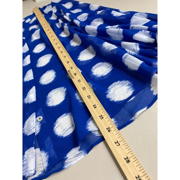 Chicos Blue White Sheer Polka Dot Button Up Blouse Size 6 Lightweight Boho Flowy - Picture 5 of 13
